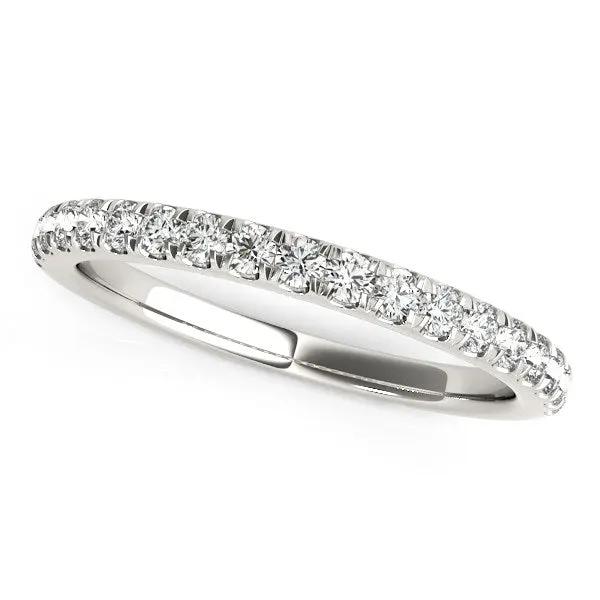 14k white gold pave set diamond wedding ring 1/4 cttw, slender eternity band on Tampa Home & Garden Store