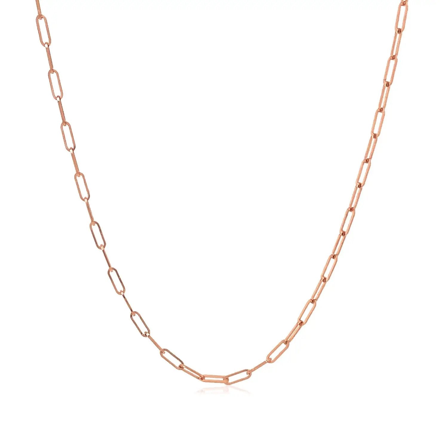 14K rose gold paperclip chain necklace, 1.5mm width, elongated rectangular links, Bids.com on Tampa Home & Garden Store