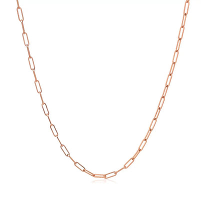 14K rose gold paperclip chain necklace, 1.5mm width, elongated rectangular links, Bids.com on Tampa Home & Garden Store
