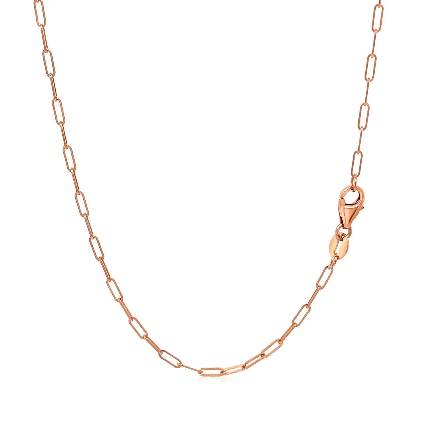 14K rose gold fine paperclip chain necklace 1.5mm by Bids.com with elongated rectangular links on Tampa Home & Garden Store