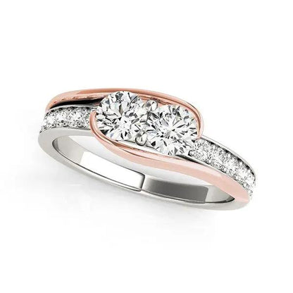 Two Stone Diamond Ring in 14k white and rose gold with two diamonds and pavé band Bids.com on Tampa Home & Garden Store
