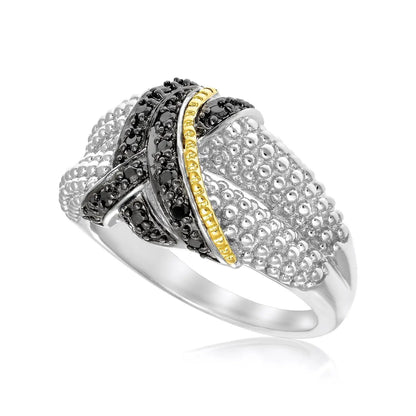 Ring: 18k yellow gold & sterling silver entwined popcorn ring with black diamonds Bids.com on Tampa Home & Garden Store