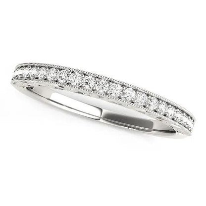 14k white gold milgrain bordered round diamond wedding band with pavé-set diamonds 1/6 cttw on Tampa Home & Garden Store