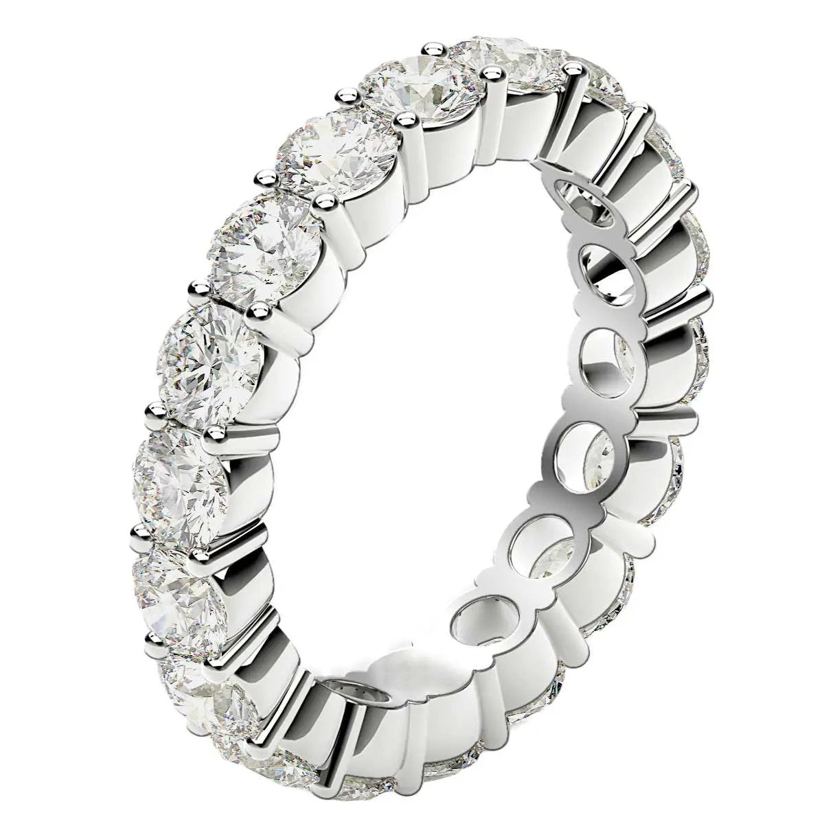 Round-cut lab-grown diamond eternity ring in 14k white gold, FG/VS2, 2 cttw, Bids.com on Tampa Home & Garden Store