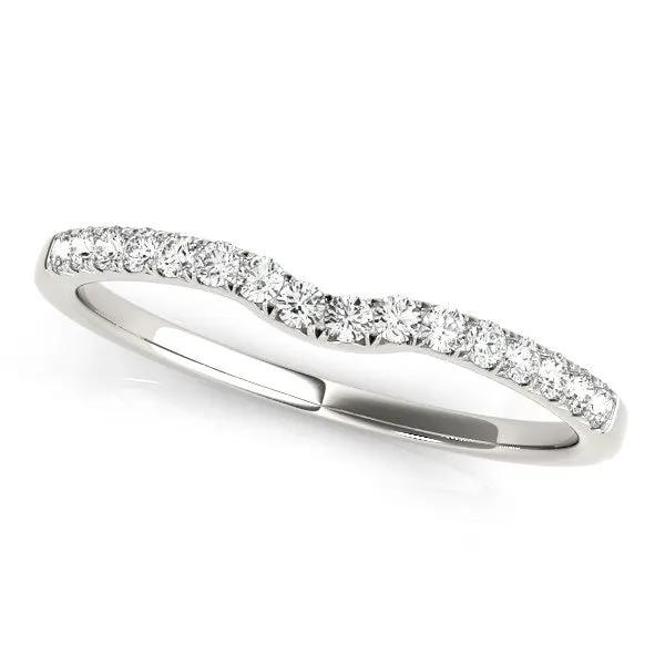 14k white gold curved pave setting diamond wedding ring 1/8 cttw on Tampa Home & Garden Store