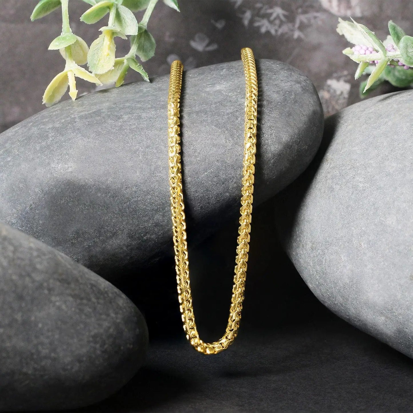 Franco chain necklace 14k yellow gold, 2.7mm, diamond-cut link on Tampa Home & Garden Store