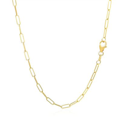 14K yellow gold delicate paperclip chain necklace 2.1mm with lobster clasp on Tampa Home & Garden Store
