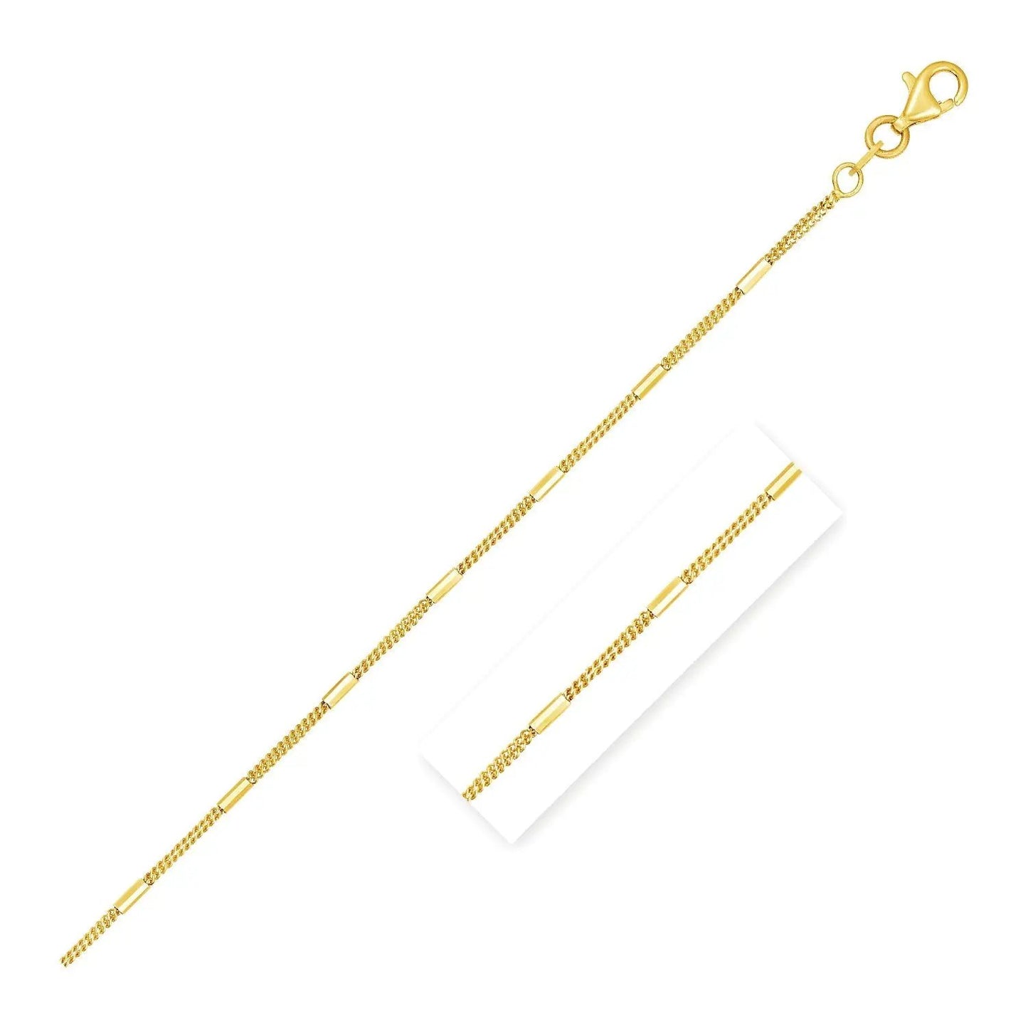 Diamond-cut bar-link necklace in 14k yellow gold, 1.3mm chain with lobster clasp on Tampa Home & Garden Store