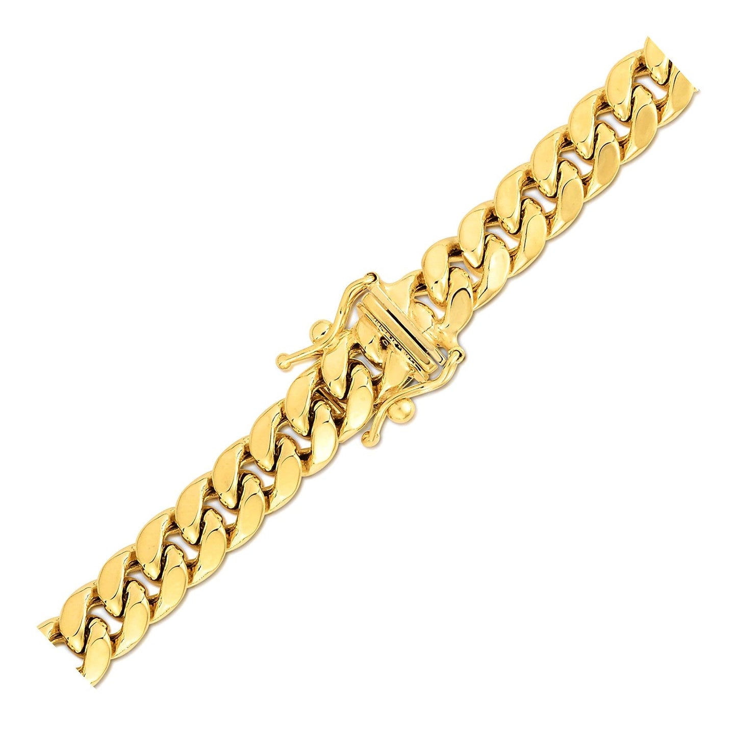 6.9mm 14k yellow gold Miami Cuban chain necklace with polished curb links secure clasp on Tampa Home & Garden Store