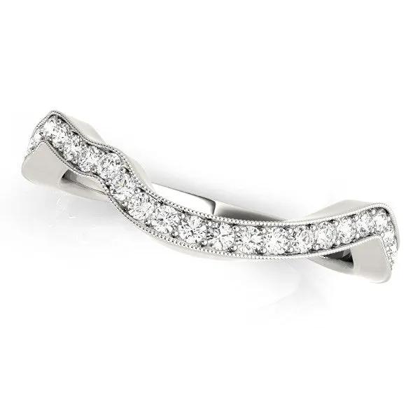 Diamond wedding band, 14k white gold milgrained curved style, 1/5 cttw, Bids.com on Tampa Home & Garden Store