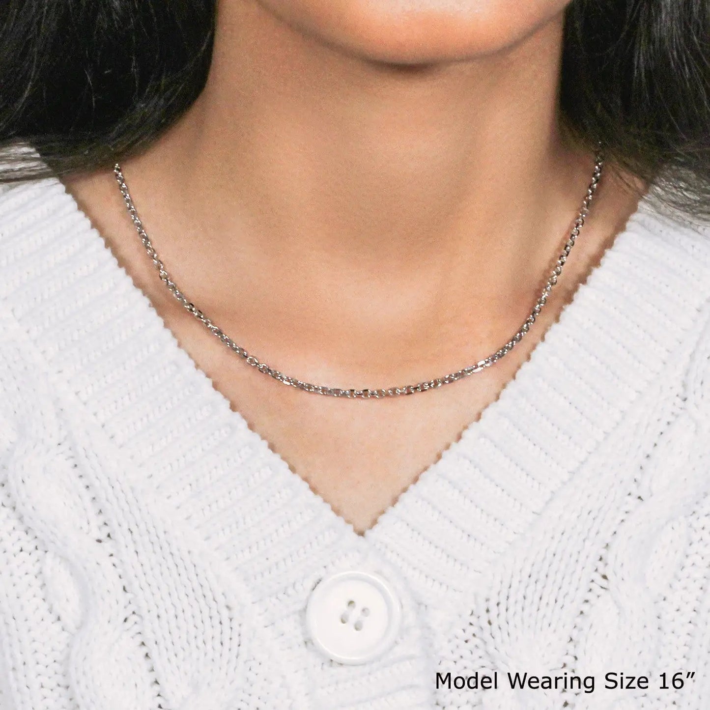 18k white gold diamond-cut cable chain necklace, 2.60 mm on Tampa Home & Garden Store