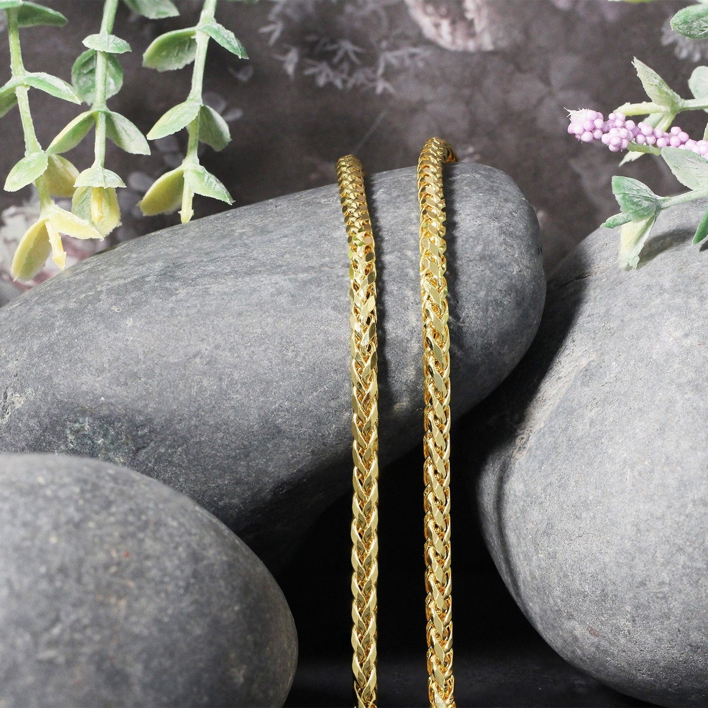 Franco chain necklaces, two units, 3.15mm 14k yellow gold diamond-cut round on Tampa Home & Garden Store