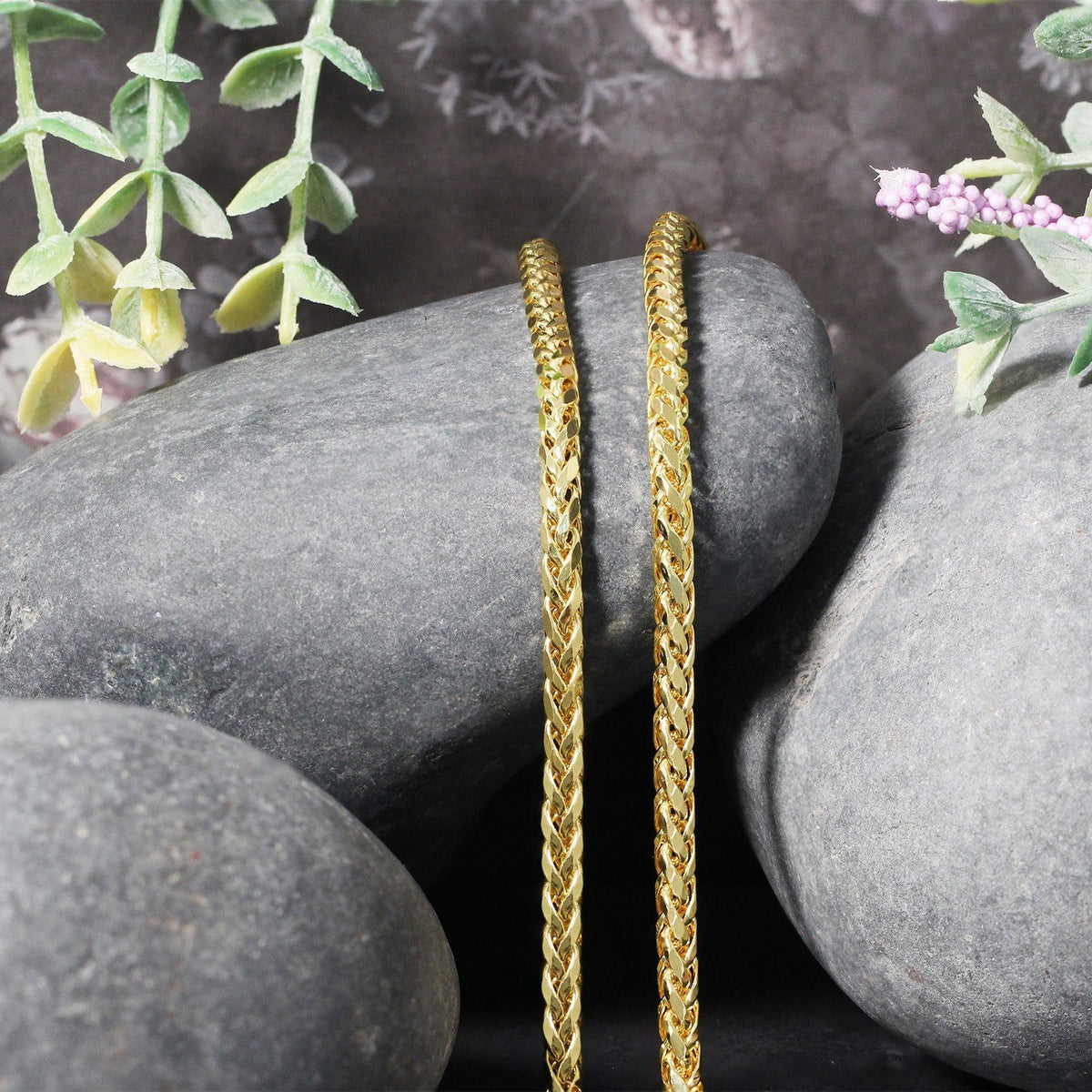 Franco chain necklaces, two units, 3.15mm 14k yellow gold diamond-cut round on Tampa Home & Garden Store