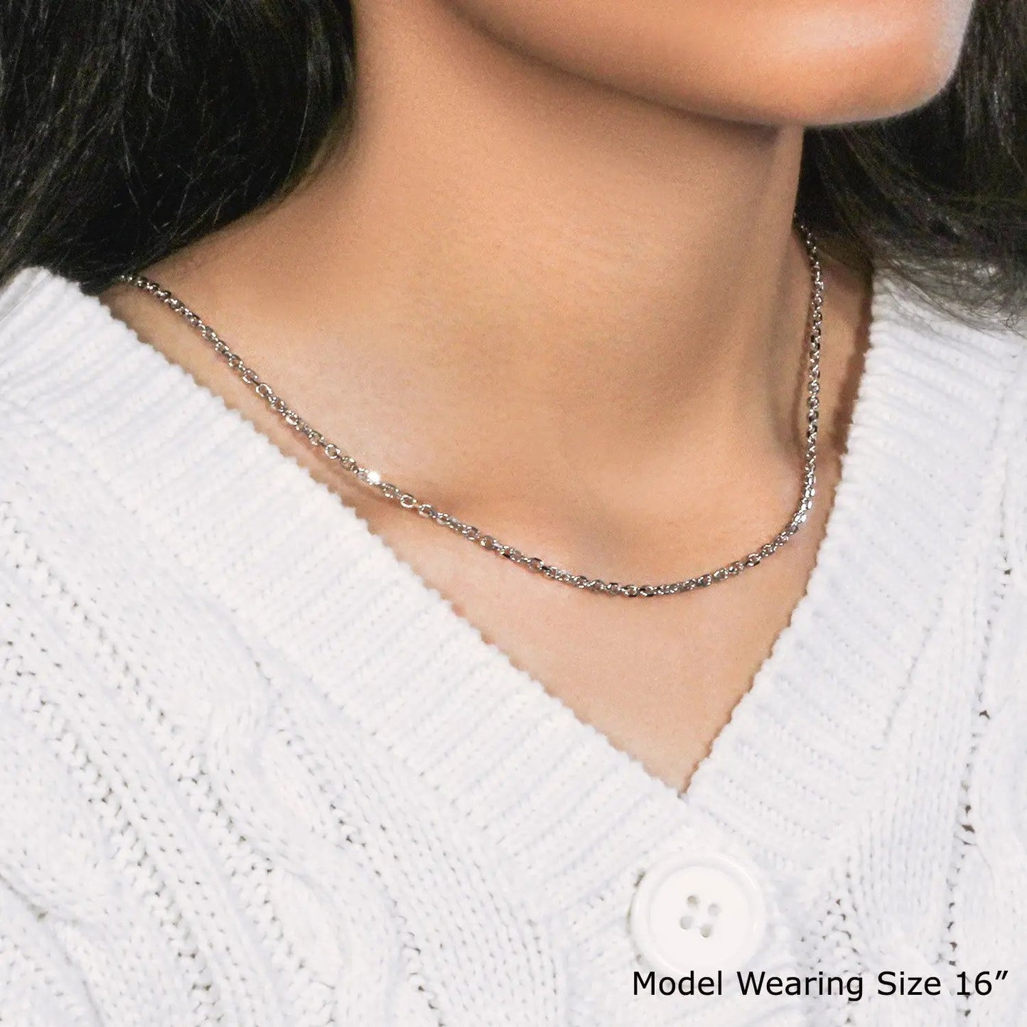 14k white gold diamond-cut cable link necklace, slim 2.60 mm chain, Bids.com on Tampa Home & Garden Store