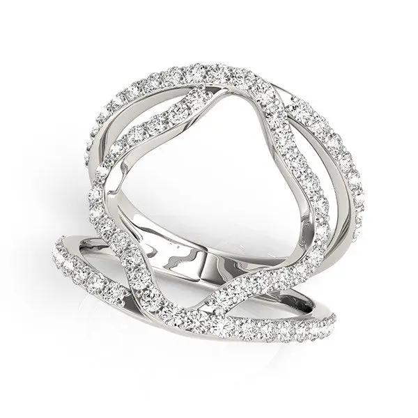 14k white gold diamond flower-style dual-band ring with pavé diamonds on both loops, 5/8 cttw on Tampa Home & Garden Store
