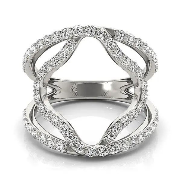 14k white gold diamond flower-style dual band ring with pave diamonds by Bids.com on Tampa Home & Garden Store