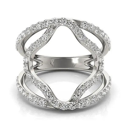 14k white gold diamond flower-style dual band ring with pave diamonds by Bids.com on Tampa Home & Garden Store
