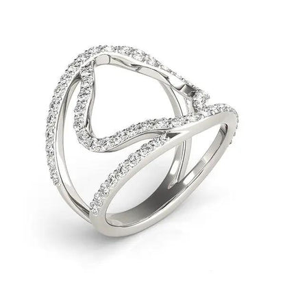 14k white gold diamond flower-style dual-band ring with pavé diamonds, 5/8 cttw, by Bids.com on Tampa Home & Garden Store