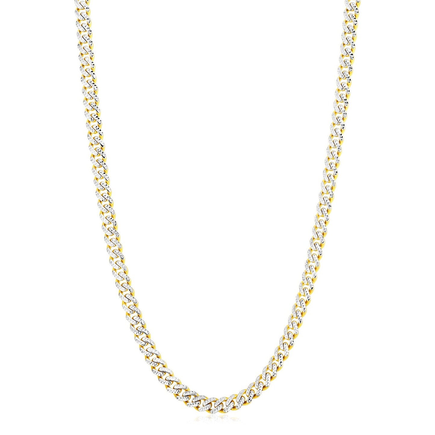 Necklace 14k yellow gold white pave Miami Cuban chain 6.5mm high polish Bids.com on Tampa Home & Garden Store