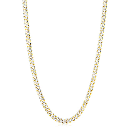 Necklace 14k yellow gold white pave Miami Cuban chain 6.5mm high polish Bids.com on Tampa Home & Garden Store