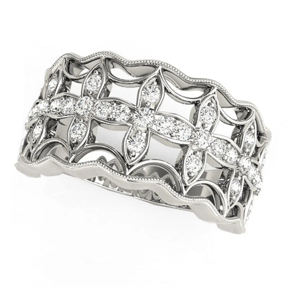 Diamond Studded Four Leaf Clover Motif Ring in 14k White Gold with pavé diamonds Bids.com on Tampa Home & Garden Store