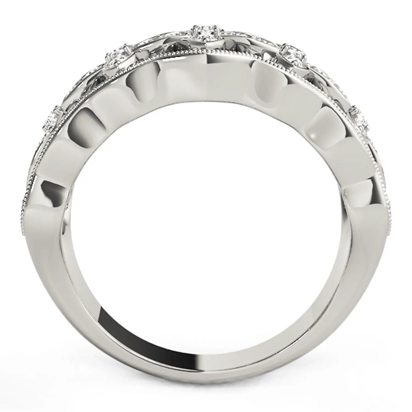 Diamond-studded four-leaf clover ring in 14k white gold with 1/4 cttw diamonds on Tampa Home & Garden Store