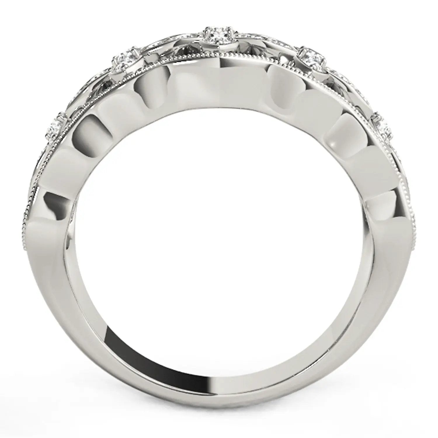 Diamond-studded four-leaf clover ring in 14k white gold with 1/4 cttw diamonds on Tampa Home & Garden Store
