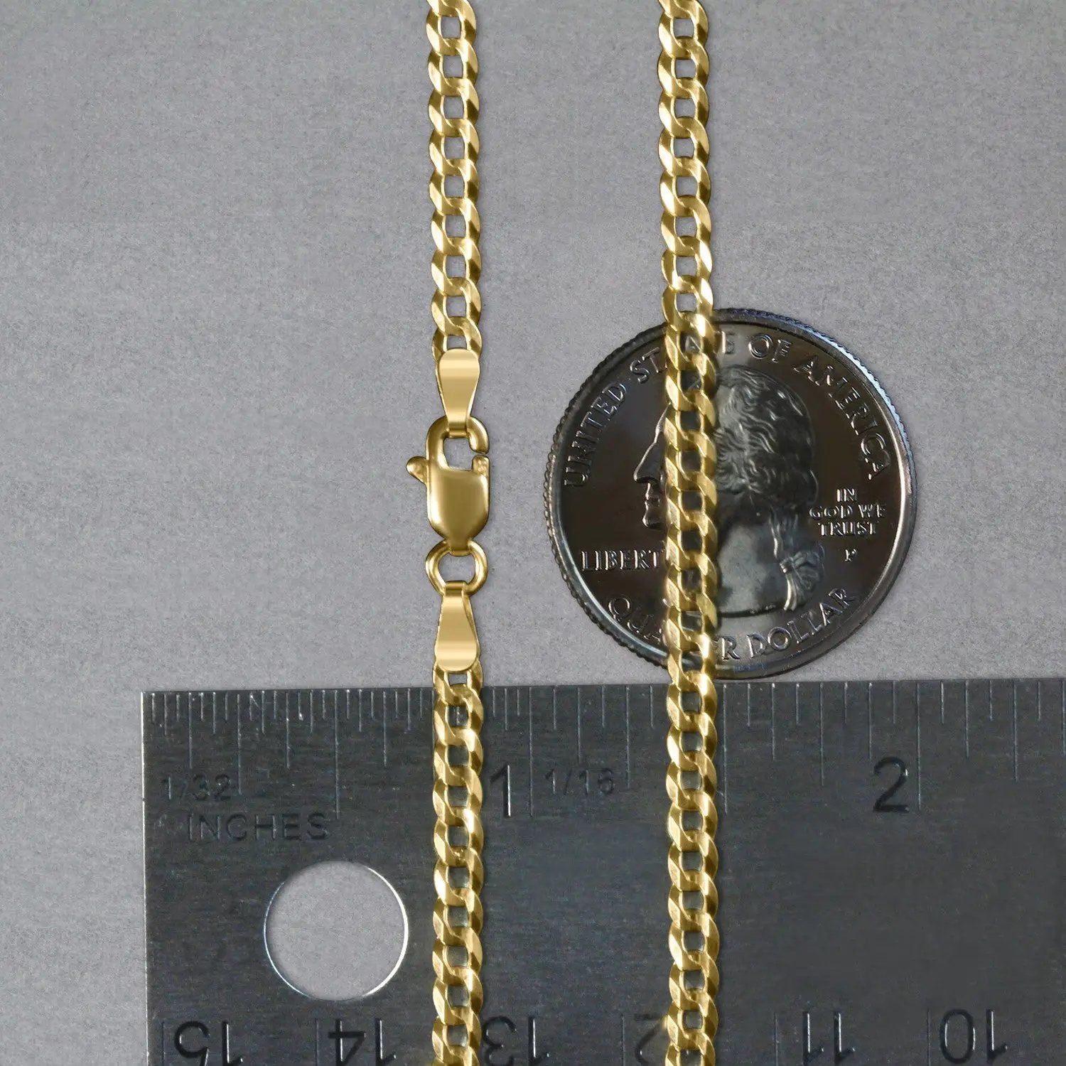 14k yellow gold solid curb chain necklace 3.20mm with lobster clasp by Bids.com on Tampa Home & Garden Store