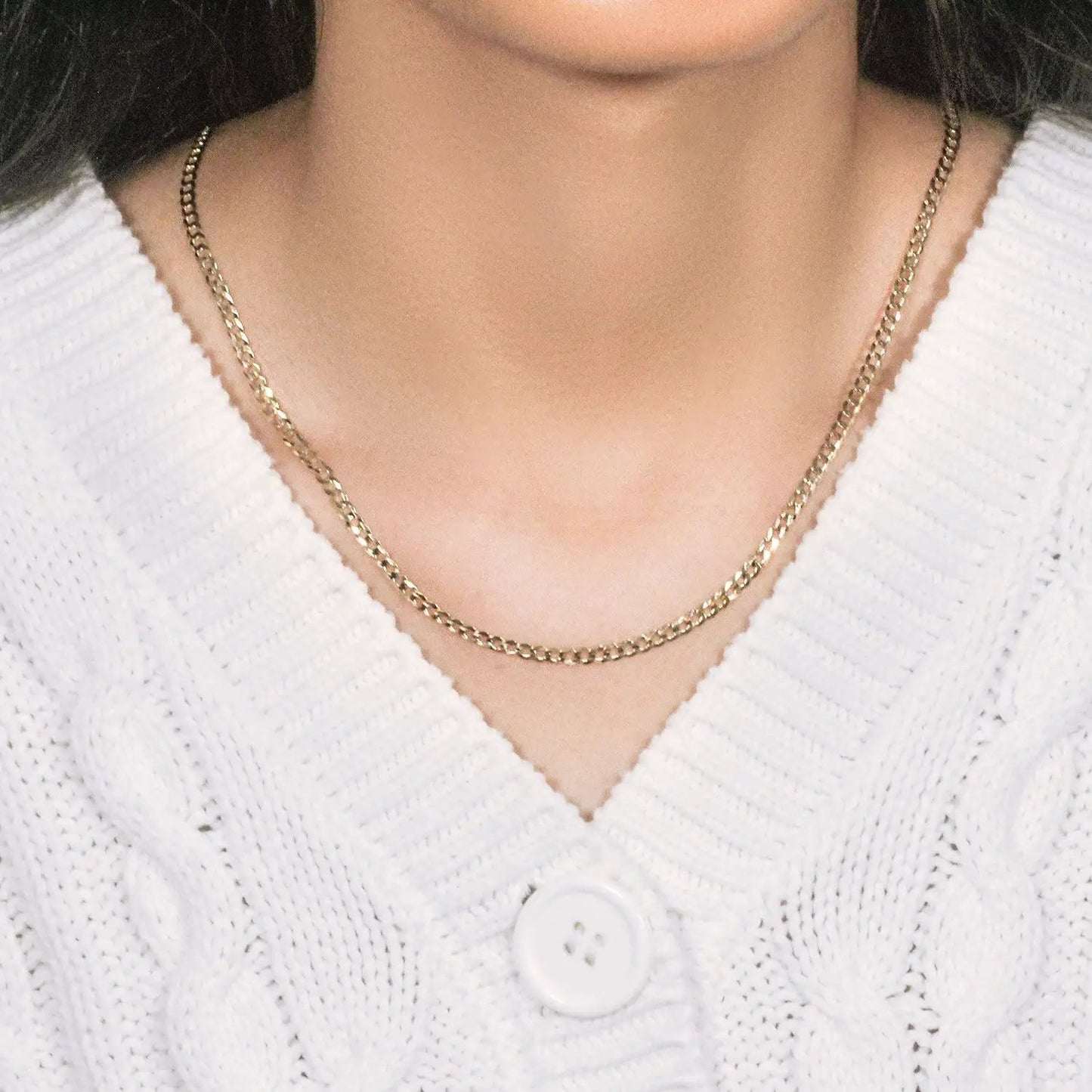 14k yellow gold solid curb chain necklace, 3.20 mm, by Bids.com on Tampa Home & Garden Store