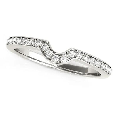 Ring 14k white gold modern curved prong-set diamond wedding band (1/8 cttw), Bids.com on Tampa Home & Garden Store