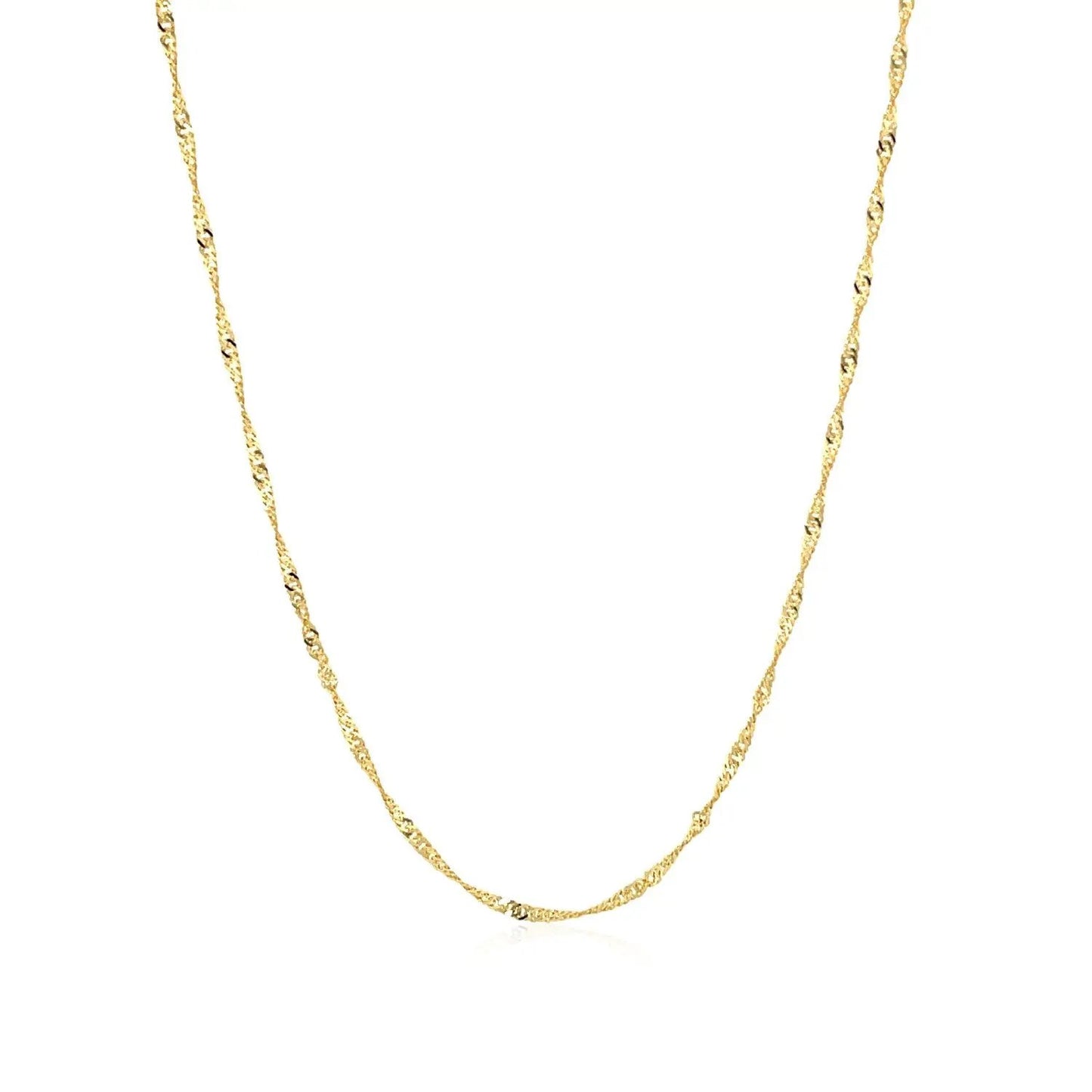 14k yellow gold Singapore chain necklace 1.5mm with textured twisted links on Tampa Home & Garden Store