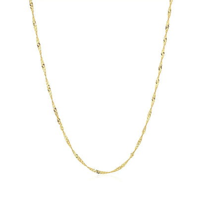 14k yellow gold Singapore chain necklace 1.5mm with textured twisted links on Tampa Home & Garden Store