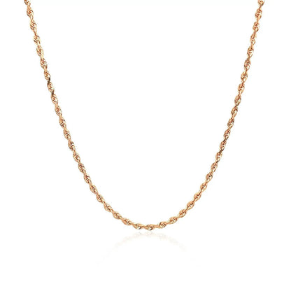 14k rose gold solid diamond-cut rope chain necklace 1.5mm with twisted links by Bids.com on Tampa Home & Garden Store