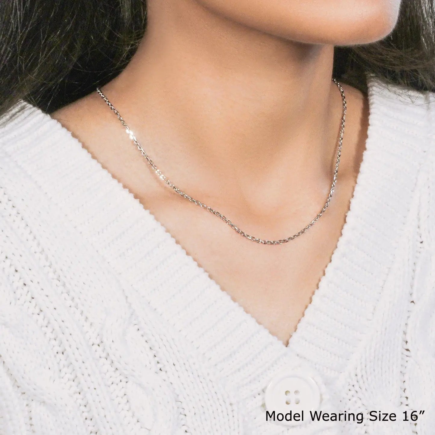 18k white gold diamond-cut cable link necklace 1.90 mm by Bids.com on Tampa Home & Garden Store