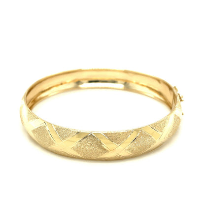 10k yellow gold dual-textured diamond-pattern bangle bracelet by Bids.com on Tampa Home & Garden Store