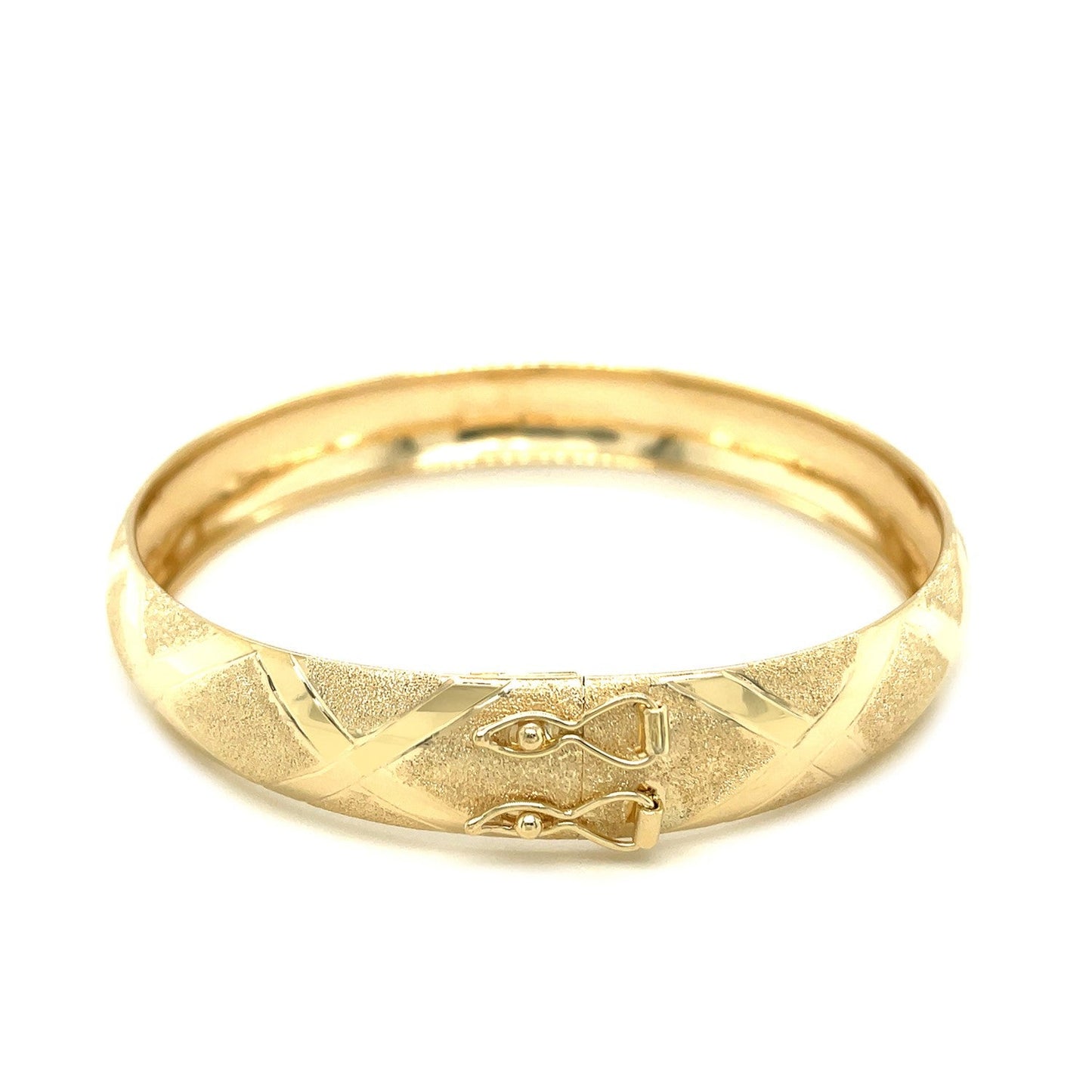 10k yellow gold dual-textured diamond-pattern bangle bracelet by Bids.com on Tampa Home & Garden Store