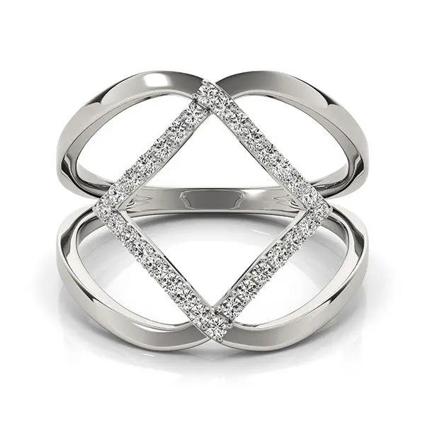 14k white gold interlaced diamond ring set with diamond frame, two bands, Bids.com on Tampa Home & Garden Store