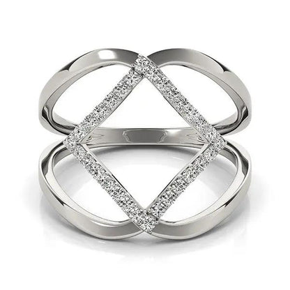14k white gold interlaced diamond ring set with diamond frame, two bands, Bids.com on Tampa Home & Garden Store