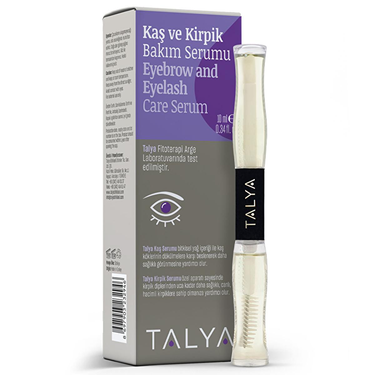 Talya Eyebrow and Eyelash Care Serum bottle beside purple box with eye icon TALYA on bottle on Tampa Home & Garden Store