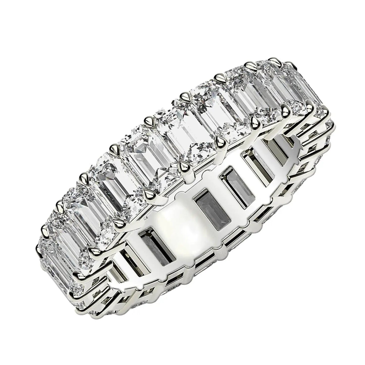 Emerald-cut lab-grown diamond eternity ring in 14k white gold, 3 cttw FG/VS2 by Bids.com on Tampa Home & Garden Store