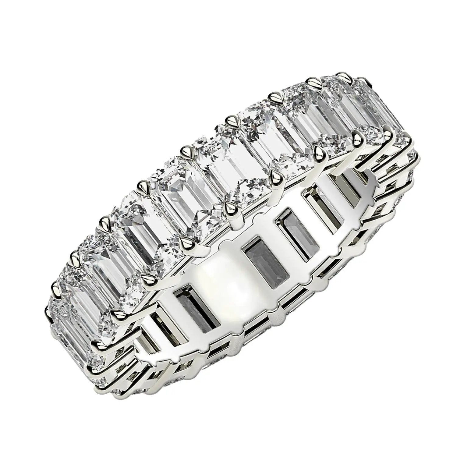 Emerald-cut lab-grown diamond eternity ring in 14k white gold, 3 cttw FG/VS2 by Bids.com on Tampa Home & Garden Store