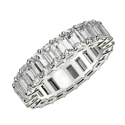 Emerald-cut lab-grown diamond eternity ring in 14k white gold, 3 cttw FG/VS2 by Bids.com on Tampa Home & Garden Store
