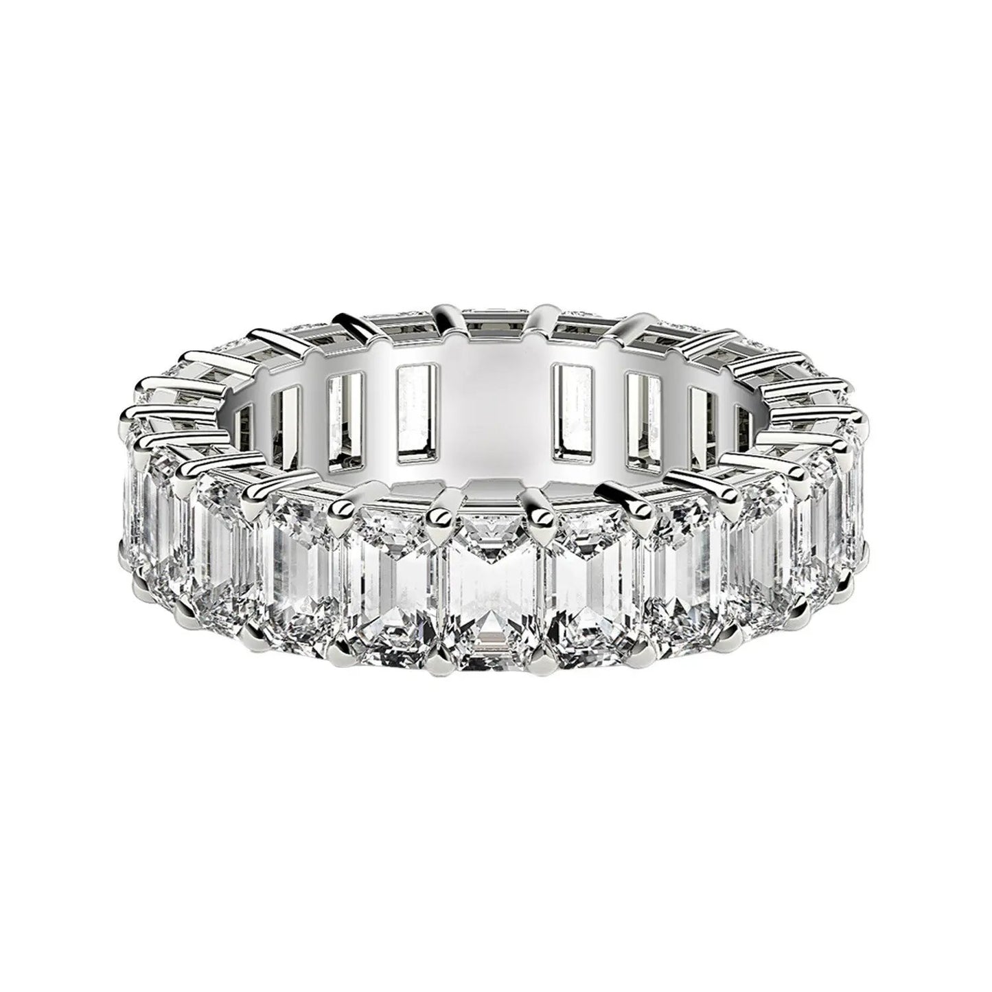 Emerald-cut lab-grown diamond eternity ring in 14k white gold, 3 cttw FG/VS2 by Bids.com on Tampa Home & Garden Store