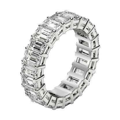 Emerald-cut lab-grown diamond eternity ring in 14k white gold, 3 cttw FG/VS2 on Tampa Home & Garden Store