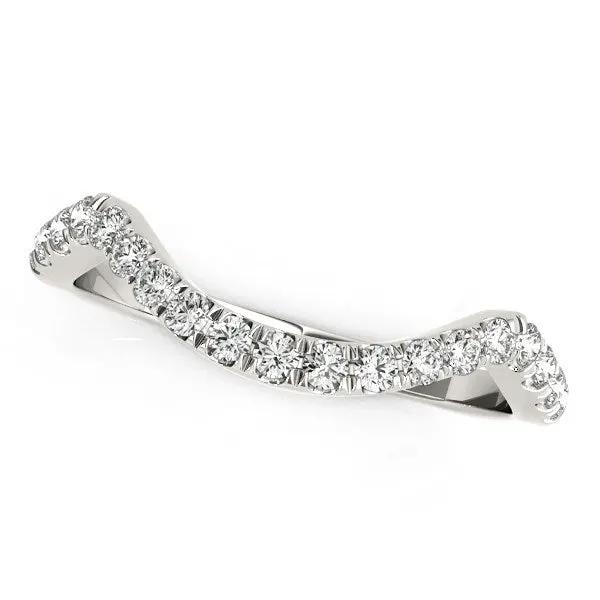 Ring 14k white gold curved modern pave diamond wedding band Bids.com on Tampa Home & Garden Store