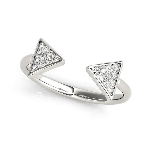 14k white gold diamond arrowhead open ring with two pave triangle ends by Bids.com on Tampa Home & Garden Store