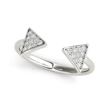 14k white gold diamond arrowhead open ring with two pave triangle ends by Bids.com on Tampa Home & Garden Store