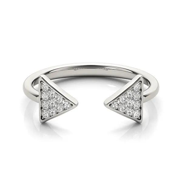 14k white gold diamond arrowhead open ring with pave triangle ends by Bids.com on Tampa Home & Garden Store