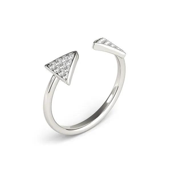 14k white gold diamond arrowhead open ring with pavé triangular ends, adjustable fit, Bids.com on Tampa Home & Garden Store