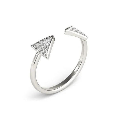 14k white gold diamond arrowhead open ring with pavé triangular ends, adjustable fit, Bids.com on Tampa Home & Garden Store